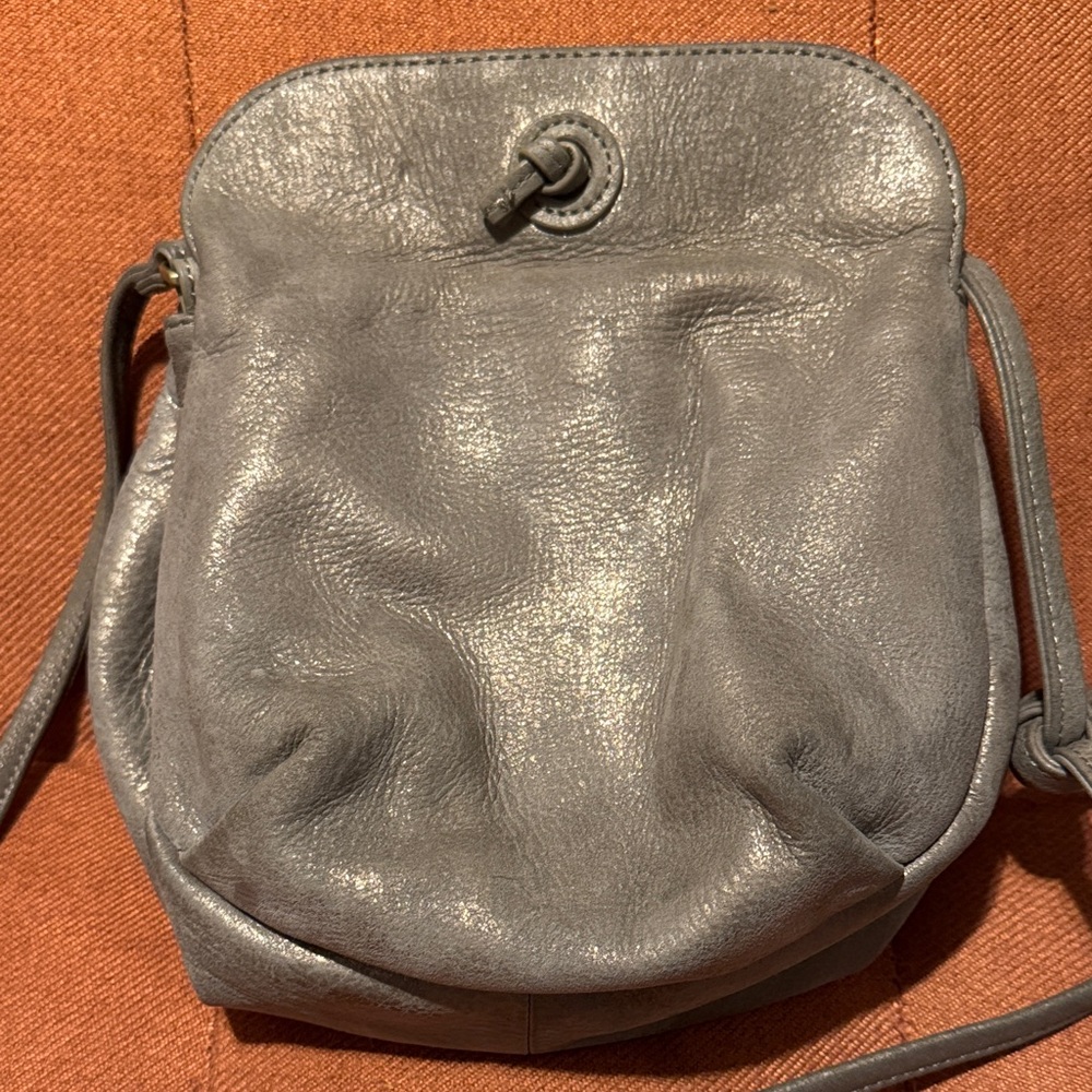 Hobo Silvery Gray Leather Crossbody Bag